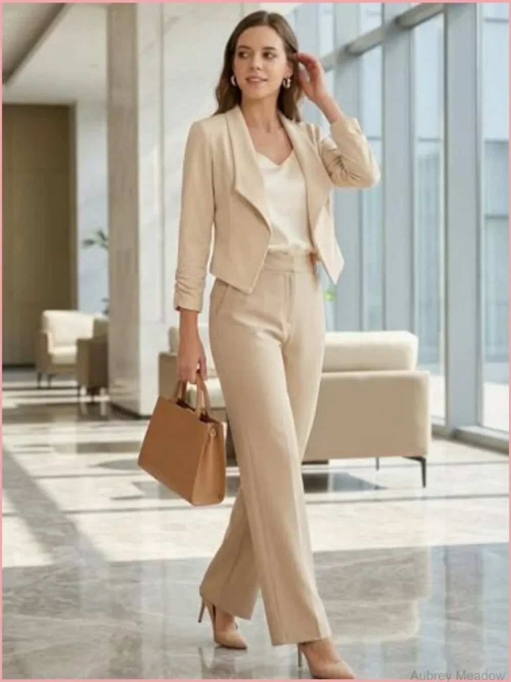 Notched Lapel Ruched Sleeve Cropped Blazer Women Business Work Jacket